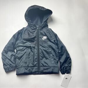 Nike Boys  Athletic Zip Up Long sleeve Hood Fleece Lined Logo Swoosh Jacket